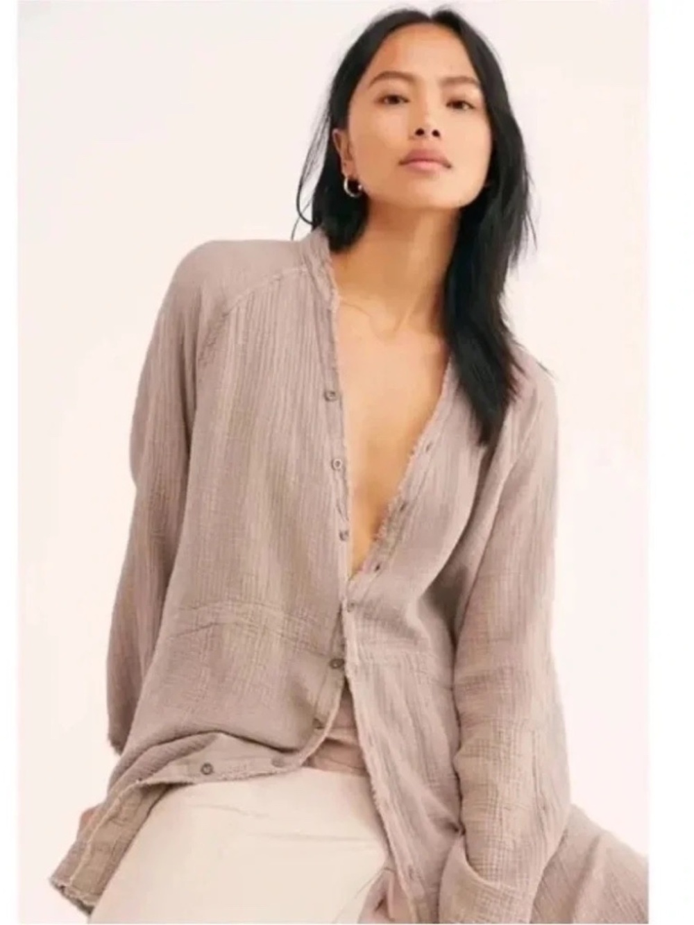 Free People We The Free Cotton Gauze Summer Daydream Button Down Top  XS Small